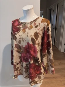 Alfred Dunner Print Sweater with Red and Brown Tones. Size 1X - Picture 1 of 6