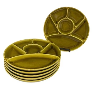 Set of 6 Vintage Fondue Plates – Mid Century Divided Dinnerware - Sushi, BBQ - Bild 1 von 13