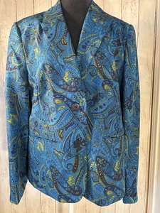 Studio G 100% Seide Blazer Gr. 14 Paisley gefüttert bunt Taschen Karriere Büro - Bild 1 von 14