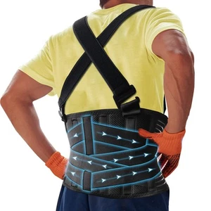DARLIS Plus Size 5XL/6XL Work Back Brace with Removable Suspender Straps, Pos... - Picture 1 of 6