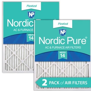 12x20x1 (11_1/2x19_1/2) Pleated MERV 14 Air Filters 2 Pack - Picture 1 of 7