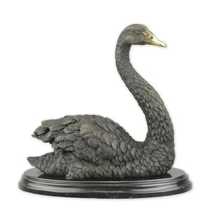 Bronzefigur Bronzeskulptur Bronze Schwan schwimmend auf Sockel H 31 cm Bronze - Bild 1 von 3