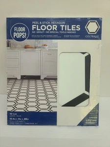 Floor Pops COLTRANE Peel & Stick Floor Tiles Vinyl 10 Pack 10.4" x 9" x .06" - Picture 1 of 9