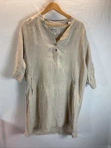 Abito Jeanne d'Arc lino M/L JDL avorio neutro lagenlook minimalista artistico - Foto 1 di 12