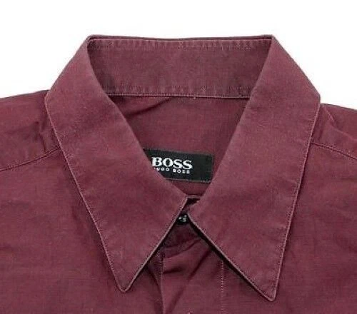 HUGO BOSS Camicia di Affari Rosso Bordeaux Maniche Lunghe Gr.40 Top #C4914 - Immagine 1 di 1