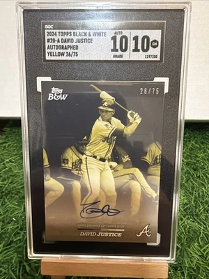 2024 Topps Black And White #20-A David Justice Autograph Braves /75 SGC 10 - Image 1 of 2