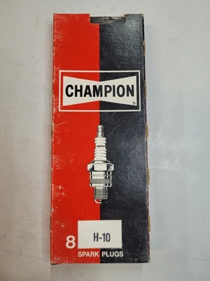 Vintage Box of 8 NOS Champion H-10 Spark Plugs Made in USA H10 - Image 1 of 4