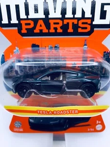 Matchbox 2023 MBX Moving Parts Tesla Roadster Car Metalflake Blue-Black New - Picture 1 of 9