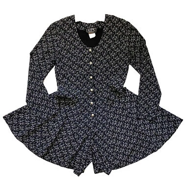 Mameluco Vintage City Triangles Negro Blanco Floral Manga Larga Talla S Foto 1 de 4