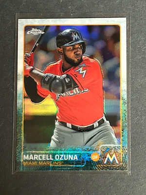 2015 Topps Chrome Refractor Marcell Ozuna #182 Miami Marlins, Atlanta Braves - Image 1 of 2