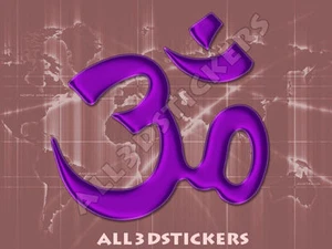 Adesivo Resinato Effetto 3D Simbolo OM - Colore Viola 85x85 mm. - Picture 1 of 1