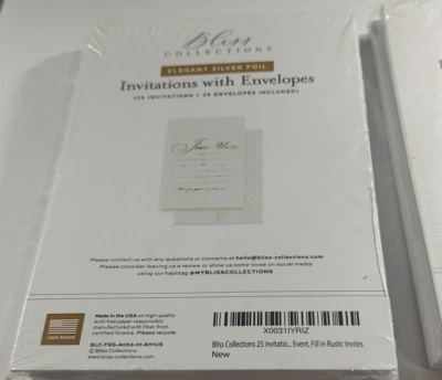 Bliss Collection Invitation Cards & Envelopes 25 Silver Foil Design 2 packs - Изображение 1 из 4