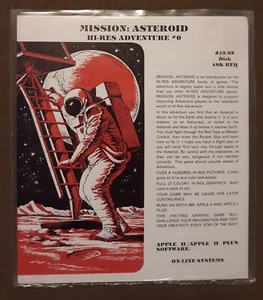 Mission Asteroid Hi-Res Adventure#0 Sierra On-Line Apple II+,IIe,IIc,IIgs - Foto 1 di 3