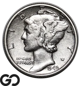 1942/1 Mercury Dime, Scarce Key Date MINT ERROR, RARE AU - Picture 1 of 3