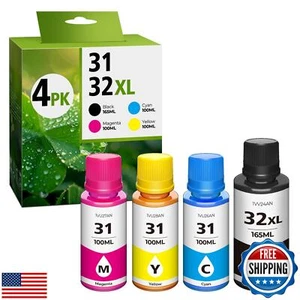 31 Ink 32XL Black Ink Bottle Set, Smart tank 5101 7602 6001 5000 ink refill C - Picture 1 of 5