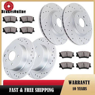 Front Rear Brake Rotors Pads fit for Pontiac G5 2008-2009 G6 2008-2010 Slotted - Image 1 of 4