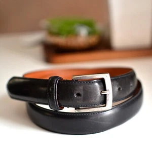 Cinturón de vestir Brooks Brothers 346 para hombre talla 36/90 negro cuero genuino borde cosido - Imagen 1 de 10