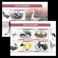 Cigognes Oiseaux Timbres MNH 2023 République Centrafricaine M/S+S/S