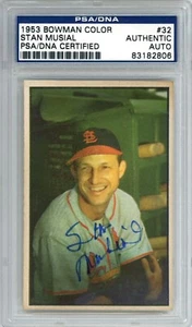 Stan Musial 1953 Bowman Color #32 AUTO AUTOGRAPHED! PSA/DNA! LOW POP! RARE! HoF! - Picture 1 of 2