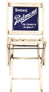 Vintage Piedmont Cigarette Folding Chair With Porcelain Panel. - Picture 1 of 4
