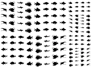 Calcomanías de vidrio fundido negro de 0,25 a 0,5 pulgadas de peces de aguas profundas 148 piezas - Imagen 1 de 1