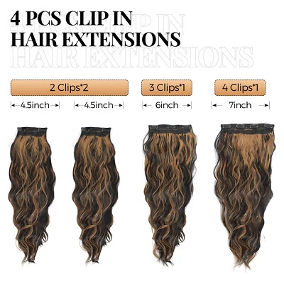4PCS 60cm Clip in Extensions Haarverlängerungen mit Clips Gewellte Haarextension - Bild 1 von 4