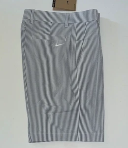 34 Nike Tour Chino Golf Shorts Mens 8" Striped Seersucker gray white NWT $85 - Picture 1 of 9