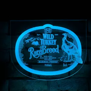 Wild Turkey Rare Breed RGB LED Acrylic Sign | LED Bar Sign | RGB LED Sign | Gift - Picture 1 of 8