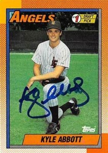 Kyle Abbott autographed baseball card (Angels) 1990 Topps #444 Draft Pick