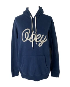 Obey Hoodie Herren mittelblau bestickt großes Logo schwerer Pullover - Bild 1 von 7