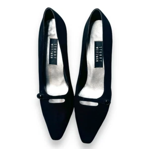 Stuart Weitzman Vintage Negro Tela Satinada Puntera Almendra Tacones Para Mujer Talla 10 B - Imagen 1 de 9