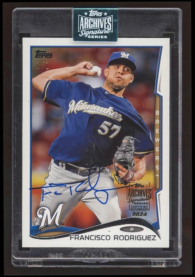 2024 Topps Archives Francisco Rodríguez Auto #1/1 Signature Series Autógrafo Foto 1 de 2