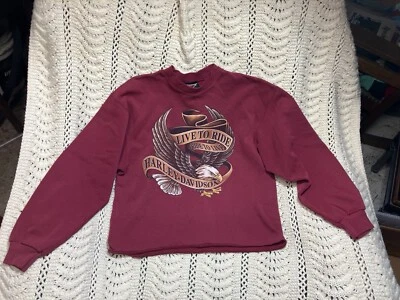 80’s Harley Davidson Women’s Black Hoodie Sweatshirt Small Vintage Mason City  - Image 1 of 3