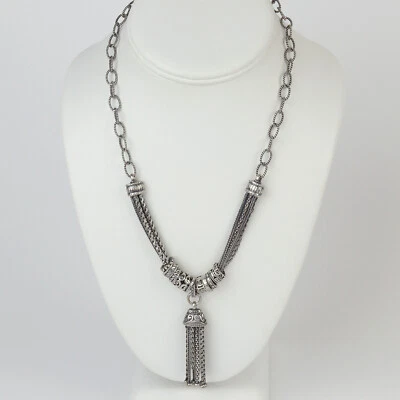 SILPADA Sterling Silver Ornate Gathered Tassel/Charm Necklace N2305 - Image 1 of 2