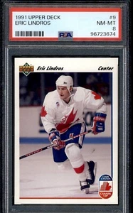 1991 Upper Deck RC Eric Lindros/Wayne Gretzky #9 Team Canada/Flyers PSA 8 - Picture 1 of 2