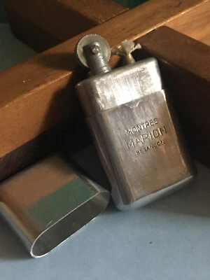 Ancien Briquet à Essence Alu Publicitaire MONTRES MARION Besançon - Photo 1/4