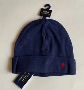 NWT Mens Polo Ralph Lauren Pony Cuffed Thermal Waffle Knit Beanie Ski Hat Cap - Picture 1 of 4