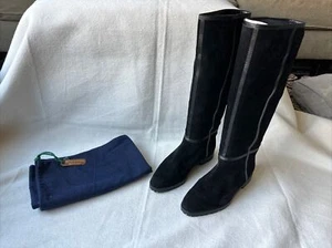 Bottega Veneta Black Suede Knee High Boots Size 38/US 7.5 - Picture 1 of 8