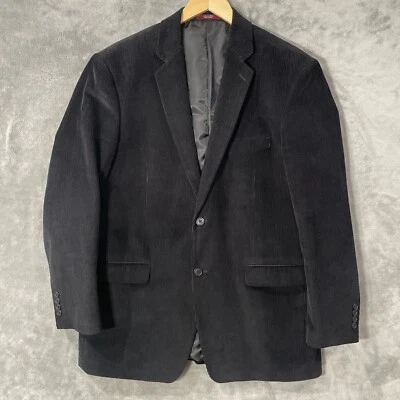 ADOLFO Plush Corduroy Sports Coat Men's 44L Black 2-Button Blazer Jacket NEW - Image 1 of 4