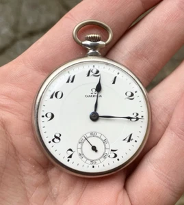 Omega Pocket Watch 15 Jewels Swiss Made Works 30 hours! With Case! Rare! - Picture 1 of 24