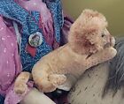 Jouet primitif vintage poupée lion paille mohair trucs en verre yeux Japon brodé 