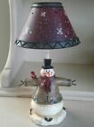 Christmas Resin Frosty Snow Man Tea Light Lamp Candle Holder Metal Shade 9”