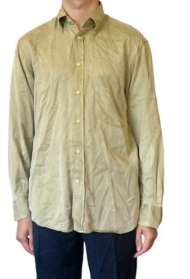 CAMISA CANALI HECHA EN ITALIA VERDE ALGODÓN LYOCELL INFORMAL ABOTONADA PEQUEÑA Foto 1 de 4