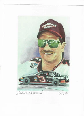 Litografía Dale Earnhardt #'ed 48/50 edición limitada impresión cantada David M. Amore Foto 1 de 2