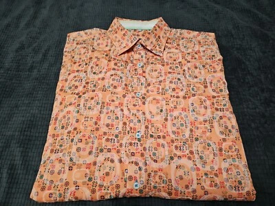 Georg Roth L.A  Melon Orange Retro Psychedelic Funky Button-Up L/S Shirt SZ XL - Image 1 of 4