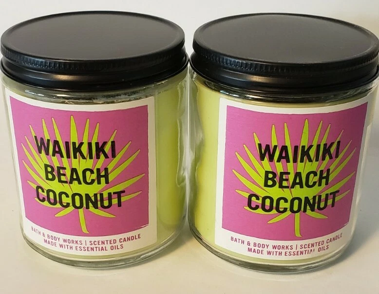 Bath & Body Works Waikiki Beach Coconut 7oz Single Wick Summer Candle White Barn