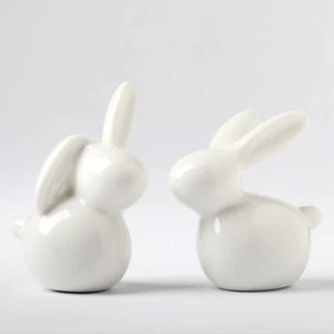 Ceramic Bunny Rabbit Ceramic Bunny Figurine Christmas Decorations Rabbit Porcela - Picture 1 of 8