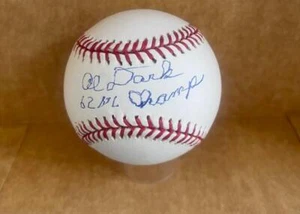 ALVIN DARK GIANTS 62 NL CHAMPS SIGNED AUTOGRAPHED M.L. BASEBALL BAS AUTHENTICATE - Picture 1 of 2