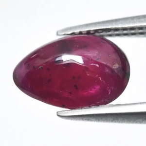 💎 1.05ct Pear Cabochon Natural Purplish Red Ruby - Heated, Myanmar Gemstone - Picture 1 of 4
