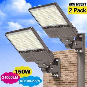 2Pack 150W LED Shoebox Light Dusk to Dawn Photocell 5000K Commercial Lighting UL - Picture 1 of 14